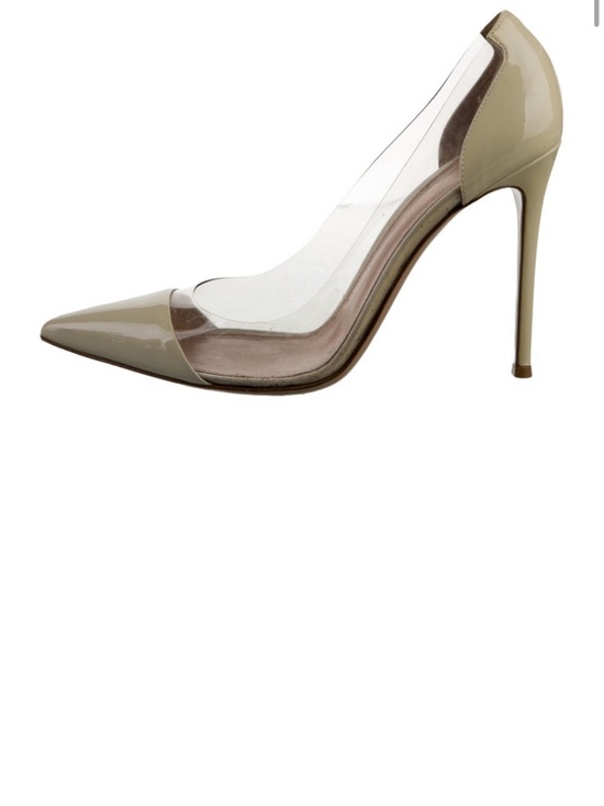 Gianvito Rossi Shoes - Gianvito Rossi Clear PVC and Cream Patent Leather Pointed-Toe Pumps